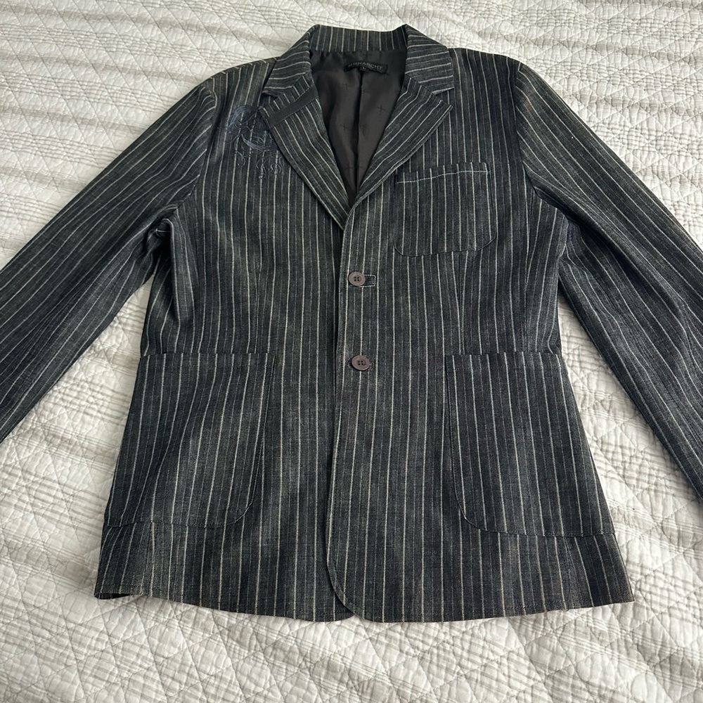Monarchy designer Men's Black Striped Blazer